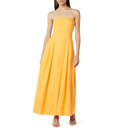 The Drop Carlota Strapless Linen Maxi Dress Kleider, Banane, XL von The Drop