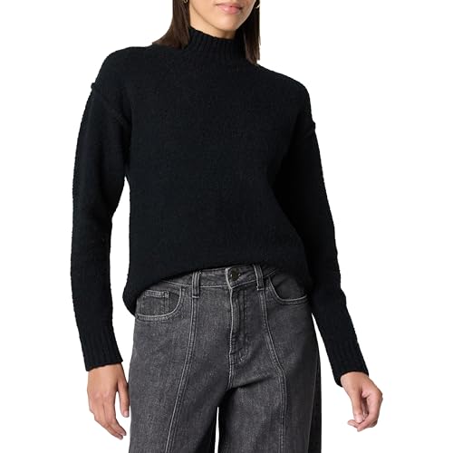 The Drop Carolina Drop Shoulder Mock Neck with Exposed Seams Pullover, Schwarz, L von The Drop