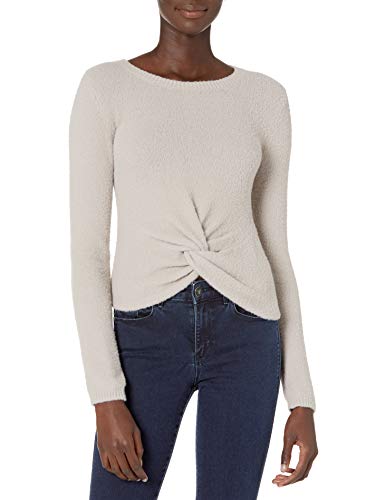 The Drop Damen Eloise Crop-Pullover, langärmlig, bequem, mit Twist-Detail vorn, Porpoise, XXS von The Drop