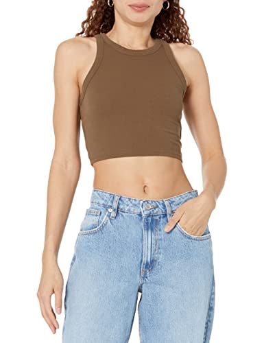 The Drop Crop-Tanktop für Damen, Harper Basic, Kaffeebraun, L von The Drop