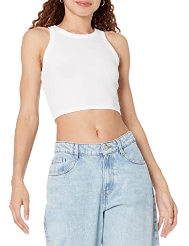 The Drop Crop-Tanktop für Damen, Harper Basic, Weiß, L von The Drop