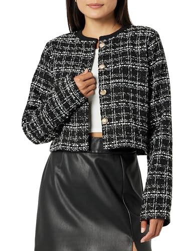 The Drop Cropped-Bouclé-Jacke für Damen, Aida, Schwarz, S von The Drop