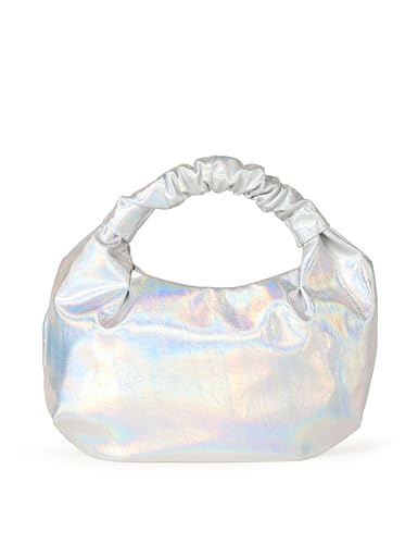 The Drop Damen Addison Soft Volume Tasche mit Tragegriff Oben, Silber schillernd, Einheitsgröße von The Drop
