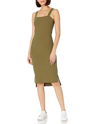 The Drop Damen Amelia Midi-Trägerkleid, enganliegend, gerader Ausschnitt, Military Olive, 5XL Große Größen von The Drop