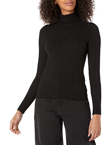 The Drop Damen Amy gerippter Rollkragenpullover, enganliegend, Schwarz, L von The Drop