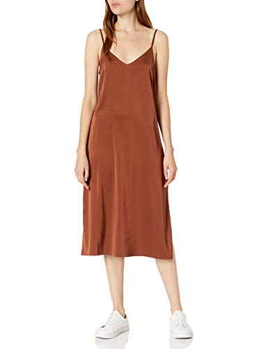 The Drop Damen Ana Midi-Kleid, V-Ausschnitt, seidiger Slip-Dress-Stil, Schildkrötenschale, 2X von The Drop