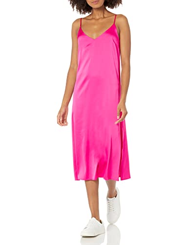 The Drop Damen Ana Silky Midi-Slip-Kleid mit V-Ausschnitt, Pink, XXL Große Größen von The Drop