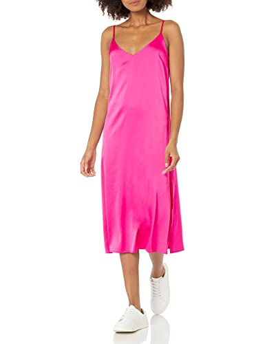 The Drop Damen Ana Silky Midi-Slip-Kleid mit V-Ausschnitt, Pink, 3XL Große Größen von The Drop