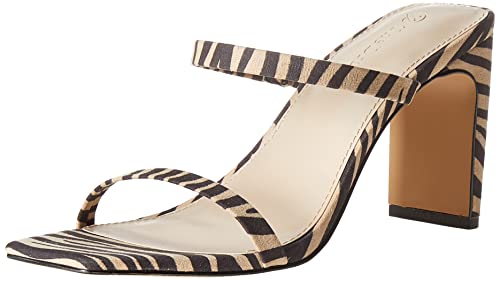 The Drop Damen Avery Square Toe Two Strap High Heeled Sandal, Zebra, 39 von The Drop