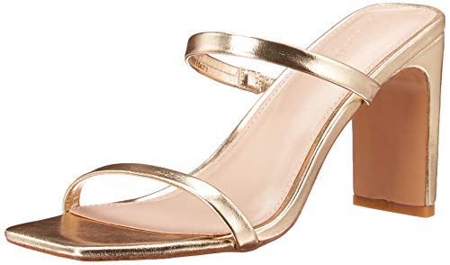 The Drop Damen Avery Square Toe Two Strap High Heeled Sandalen - Gold - Gr. 39.5 EU von The Drop