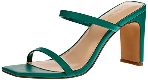 The Drop Damen Avery Square Toe Two Strap High Heeled Sandalen - Ultramaringrün - Gr. 44 EU von The Drop