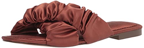 The Drop Damen Brianna Flache Sandale, mit Gerafften, Überkreuzten Riemen Open Toe sandals, Rostbraun (Auburn), 36 EU von The Drop