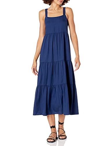 The Drop Damen Britt Maxi-Zeltkleid im Stufendesign, Marineblau, L von The Drop