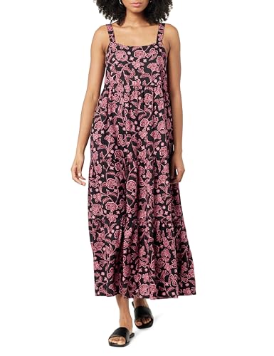 The Drop Damen Britt Maxi-Zeltkleid im Stufendesign, Schwarz/Rosa Paisleymuster, L von The Drop