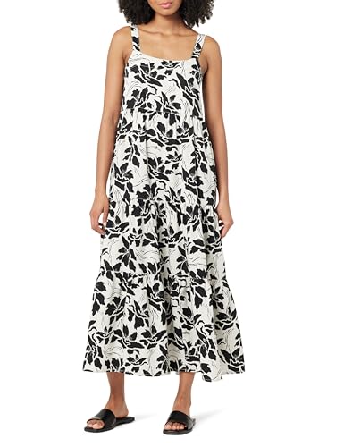 The Drop Damen Britt Maxi-Zeltkleid im Stufendesign, Schwarz/Weiß Blumendruck, S von The Drop