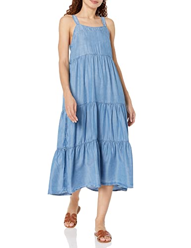 The Drop Damen Britt Maxi-zeltkleid im Stufendesign, Tencel Chambray, XXL Große Größen von The Drop