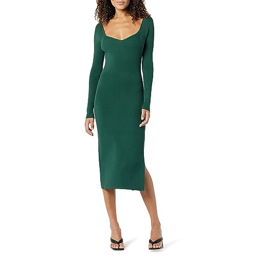 The Drop Damen Cameron Geripptes Midi-Pulloverkleid mit Sweetheart-Ausschnitt, Trek Green, XXL von The Drop