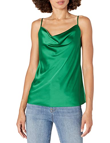 The Drop Damen Christy seidiges Cami-Top mit Wasserfallausschnitt, Stretch, Smaragdgrün, S von The Drop