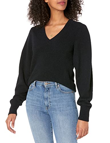 The Drop Damen Edith Pullover mit V-Ausschnitt und plissierter Schulterpartie, Schwarz, XXL Große Größen von The Drop