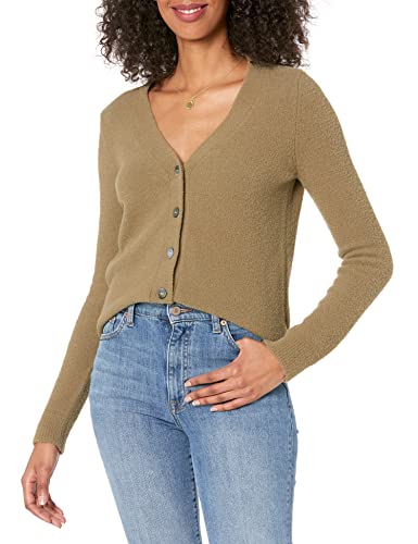 The Drop Damen Francine Cardigan mit V-Ausschnitt und Knopfleiste, kuscheliges Design, Capers Olive, M von The Drop