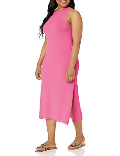 The Drop Damen Gabriela Maxikleid mit hohem Halsausschnitt, A-Linie, Seitenschlitz, Rosa., X-Small von The Drop