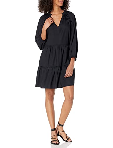 The Drop Damen Gestuftes Minikleid mit Rüschenausschnitt von @caralynmirand, Schwarz, 4XL Große Größen von The Drop