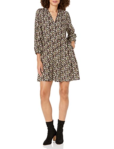 The Drop Damen Gestuftes Minikleid mit Rüschenausschnitt von @caralynmirand, Schwarzer Blumendruck., XXL The Drop Damen Gestuftes Minikleid mit Rüschenausschnitt von @caralynmirand, Schwarzer Blumendruck., XXL von The Drop