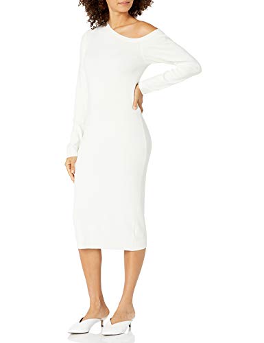 The Drop Damen Giselle Midi-Sweatkleid, asymmetrischer Ausschnitt, Whisper White, S von The Drop