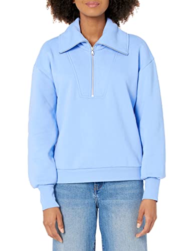 The Drop Damen Hayley Fleece-Sweatshirt mit halbem Reißverschluss, Kornblumenblau, L von The Drop