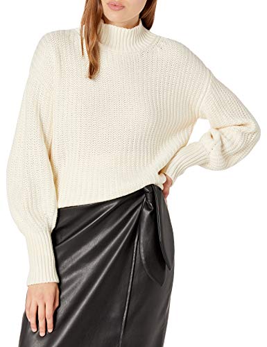 The Drop Damen Ines Pullover aus grobem Rippstrick mit Stehkragen, Gardenie, M von The Drop