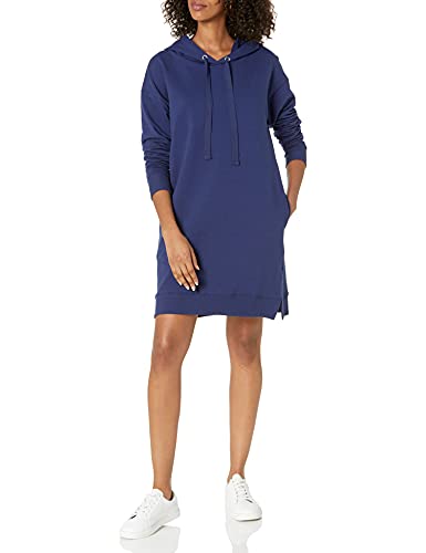 The Drop Damen Iona Mini-Sweatshirtkleid mit Kapuze und langen Ärmeln, Navy Blau, XS von The Drop