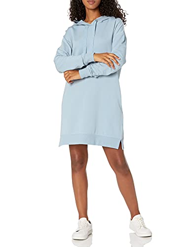 The Drop Damen Iona Mini-Sweatshirtkleid mit Kapuze und langen Ärmeln, Nebelblau, XXS von The Drop