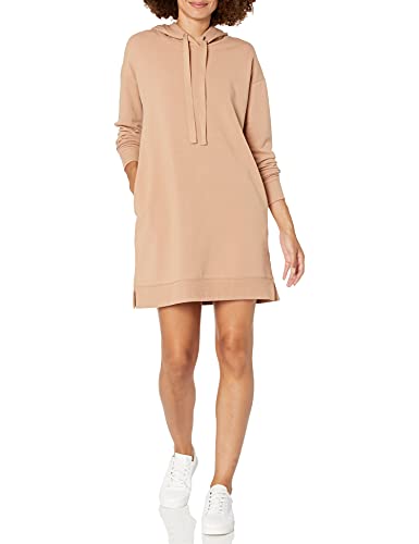 The Drop Damen Iona Mini-Sweatshirtkleid mit Kapuze und langen Ärmeln, Praline, L von The Drop