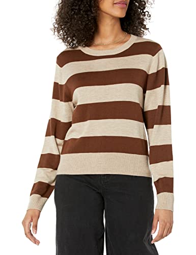 The Drop Damen Irina Rundhals-Pullover mit weitem Schnitt, Heather Sand Stripe, X-Small von The Drop