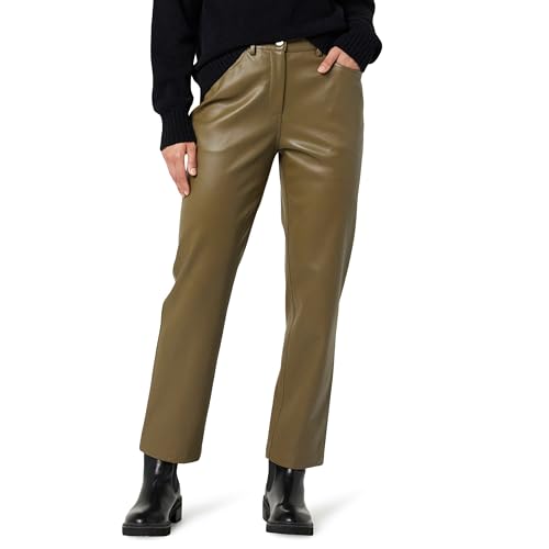 The Drop Damen Jack Vegane Lederhose mit geradem Bein, Kapern Olive, 40 von The Drop