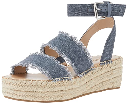 The Drop Damen Listilla Flatform-espadrilles mit Knöchelriemen, Chambray, 39 von The Drop