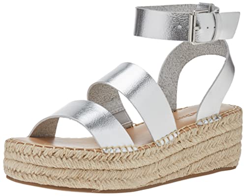 The Drop Damen Listilla Flatform-espadrilles mit Knöchelriemen, Silber, 38.5 von The Drop