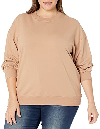 The Drop Damen Margot Sweatshirt, lockerer Schnitt, lange Ärmel, Rundhalsausschnitt, überschnittene Schultern, Praline, L von The Drop