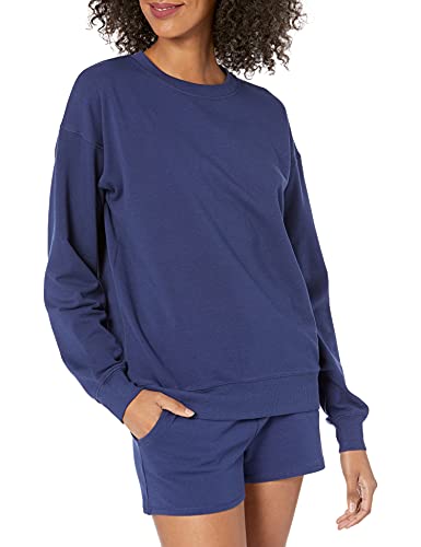 The Drop Damen Margot Sweatshirt, lockerer Schnitt, lange Ärmel, Rundhalsausschnitt, überschnittene Schultern, Marineblau, XS von The Drop