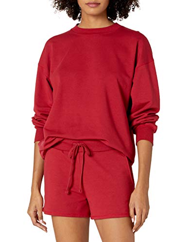 The Drop Damen Margot Sweatshirt, lockerer Schnitt, lange Ärmel, Rundhalsausschnitt, überschnittene Schultern, Rio Red, XXL Große Größen von The Drop