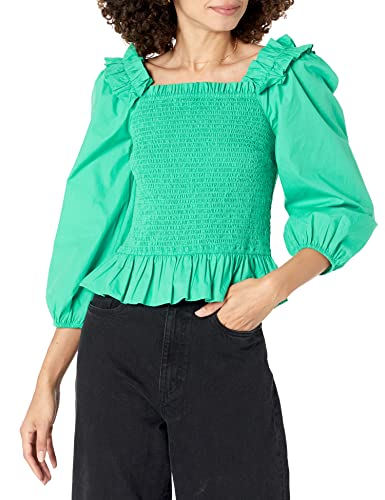The Drop Damen Marisol langärmliges gesmoktes Crop-Top mit Rüschen, Jade, XL The Drop Damen Marisol langärmliges gesmoktes Crop-Top mit Rüschen, Jade, XL von The Drop