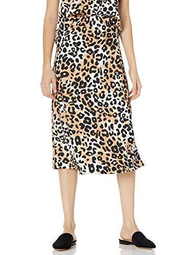 The Drop Damen Maya Rock, seidiger Slip-Skirt-Stil, Elfenbein/Praline Leopard, XL von The Drop