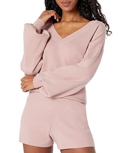 The Drop Damen Mia superweicher Pullover mit V-Ausschnitt und Glockenärmeln, Zephyr Pink, S von The Drop