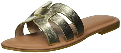 The Drop Damen Monika Flat H-band Slide Sandal, Gold, Gr. 39 EU von The Drop