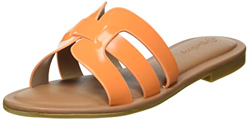 The Drop Damen Monika Flat H-band Slide Sandal Flat Sandal, Orange, 37.5 EU (6.5 US) von The Drop