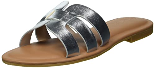 The Drop Damen Monika Flat H-band Slide Sandal, Silber, Gr. 40 EU von The Drop