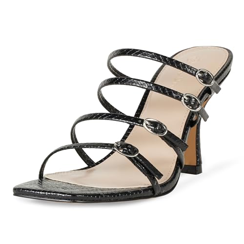 The Drop Damen Naomi Riemchensandalen mit Schnalle und Absatz, Schwarze Schlange, 39.5 EU von The Drop