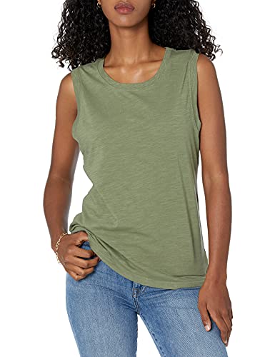 The Drop Damen Nicole Tanktop, sportlich, Rundhalsausschnitt, Olivgrün, M von The Drop