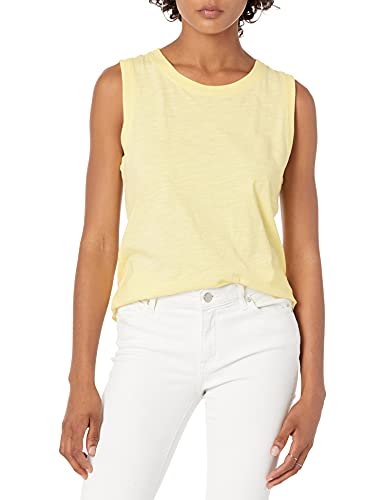 The Drop Damen Nicole Tanktop, sportlich, Rundhalsausschnitt, Pastellgelb., L von The Drop