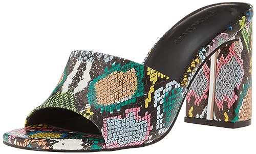 The Drop Damen Pattie Mules mit Hohem Blockabsatz, Multi Snake, 39.5 von The Drop